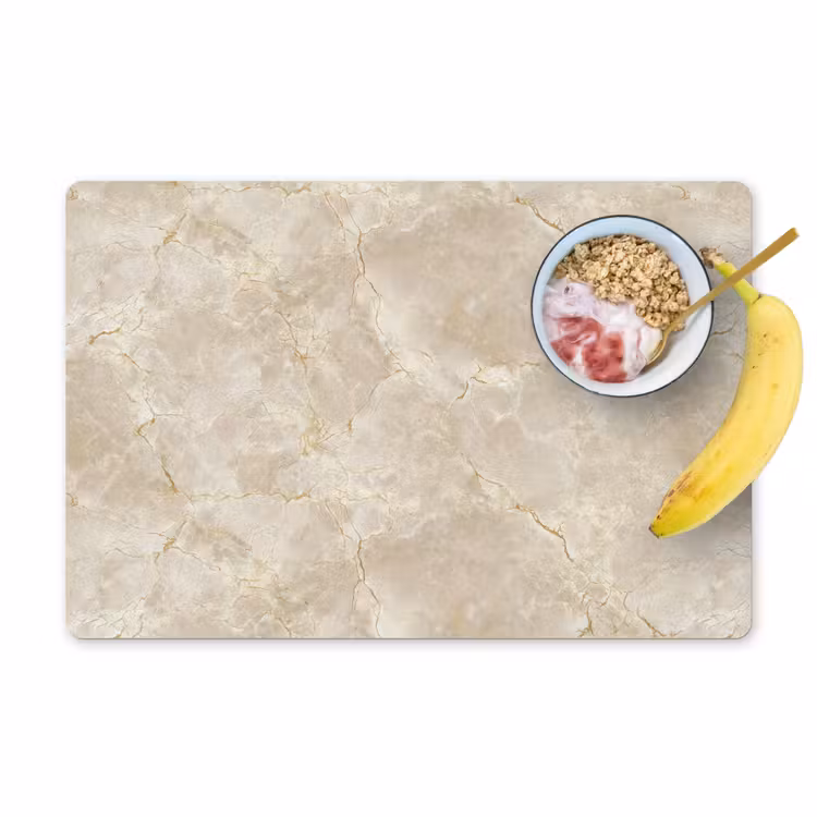 Placemat - 6 stuks - Lichtbeige - Marmer - Aders