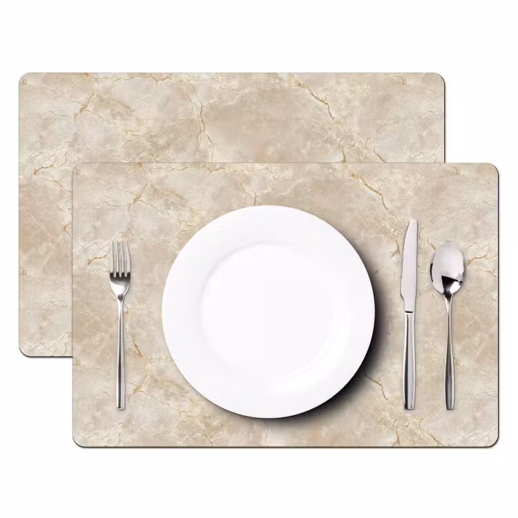 Placemat - 6 stuks - Lichtbeige - Marmer - Aders — 2