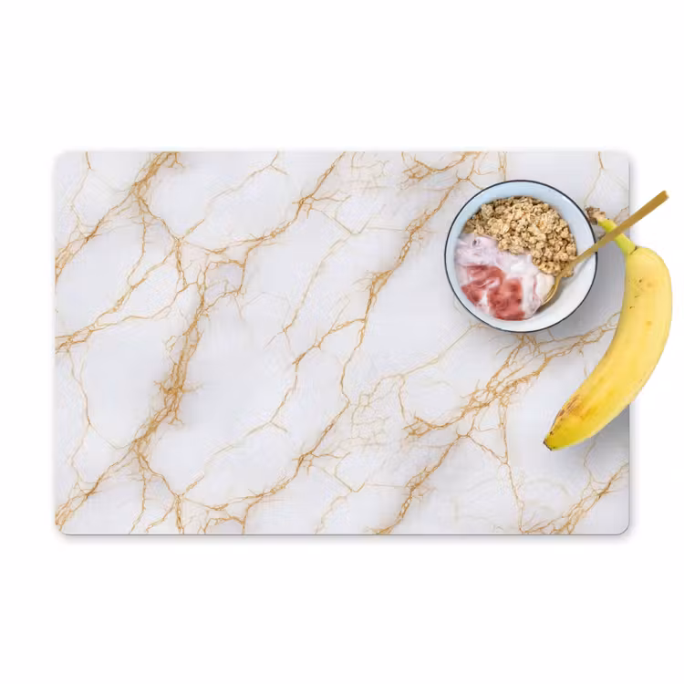 Placemat - 6 stuks - Wit - Goud - Marmer - Aders
