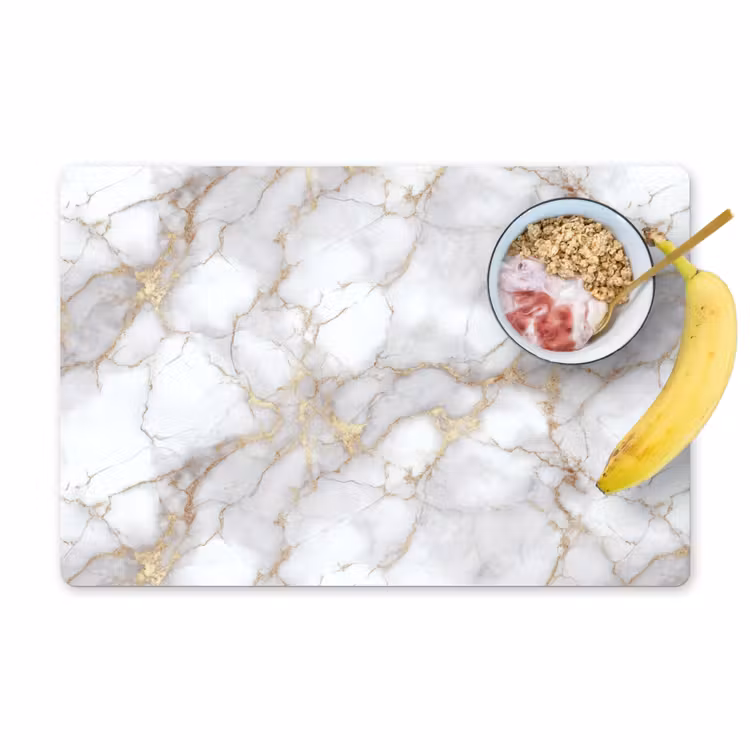 Placemat - 6 stuks - Wit - Goud - Marmer - Grijs