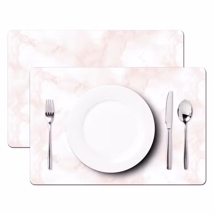 Placemat - 6 stuks - Wolkenstructuur - Roze - Marmer — 2