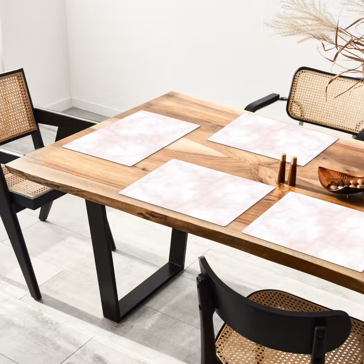 Placemat - 6 stuks - Wolkenstructuur - Roze - Marmer — 5