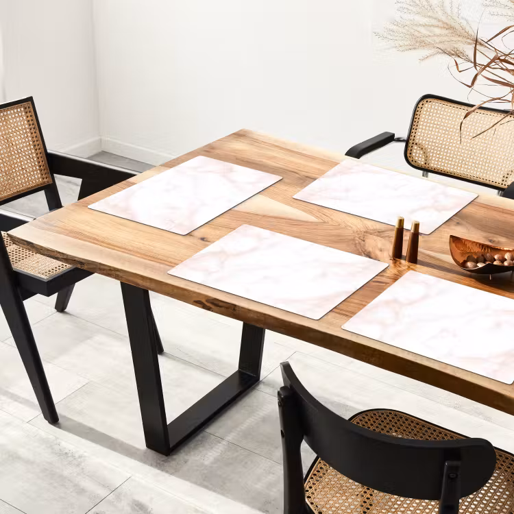 Placemat - 6 stuks - Zalmroze - Marmer - Aders — 5