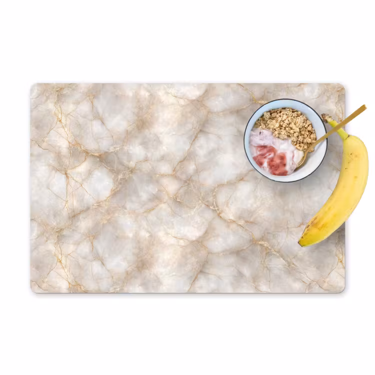 Placemat - 6 stuks - Zandkleurig - Marmer - Natuursteen