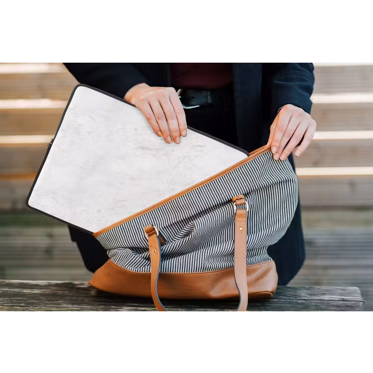 Laptophoes - Wit - Marmer - Grijze aders — 4