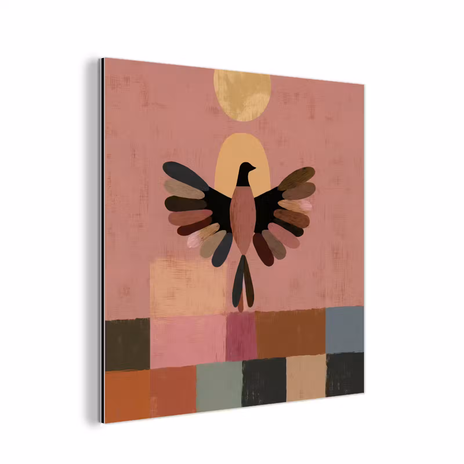 Aluminium schilderij - Illustratie - Vogel - Vlakken - Kleurrijk — 1