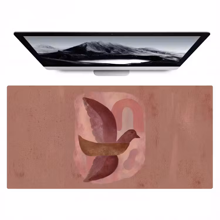 Bureau onderlegger - Abstracte Vogel Oudroze