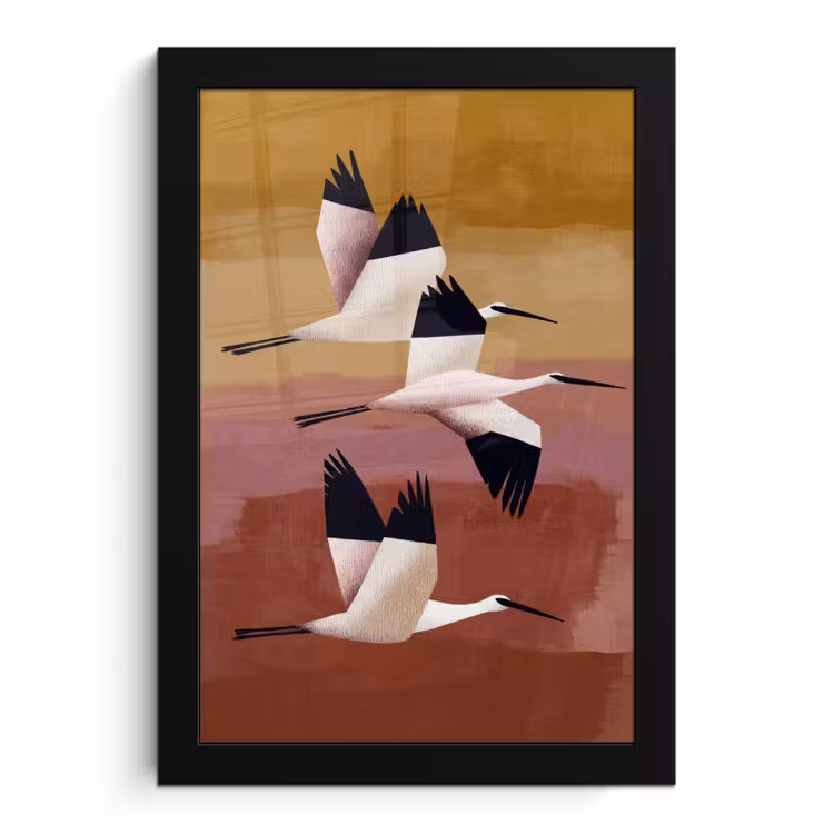 Poster met lijst - Vliegende Vogels Abstracte Achtergrond — 1