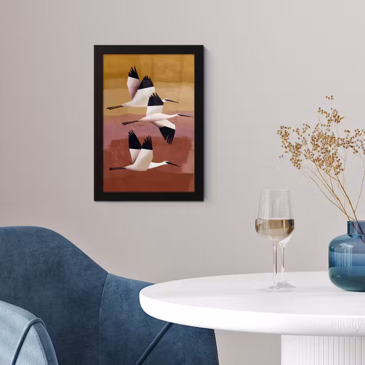 Poster met lijst - Vliegende Vogels Abstracte Achtergrond — 4