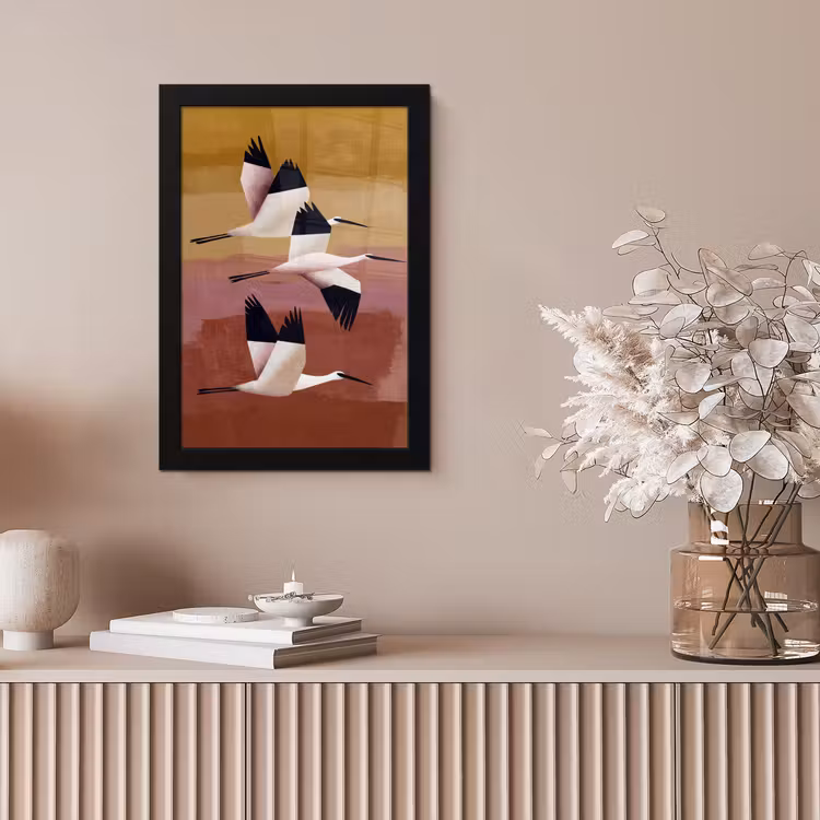 Poster met lijst - Vliegende Vogels Abstracte Achtergrond — 5
