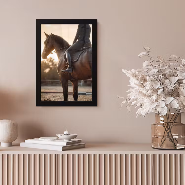 Poster met lijst - Paard met Ruiter Zonsondergang — 5