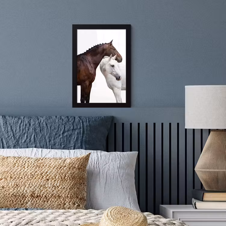 Poster met lijst - Twee Paarden Bruin Wit — 3