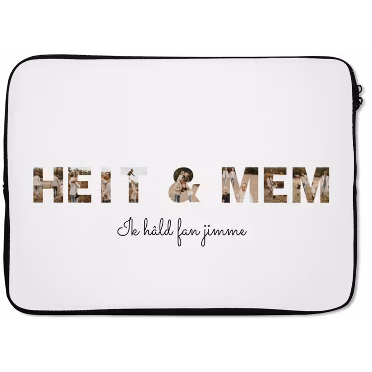 Gepersonaliseerde laptophoes - Heit & Mem - Lettercollage — 1
