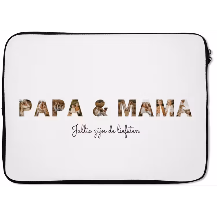 Gepersonaliseerde laptophoes - Papa & Mama - Lettercollage — 1