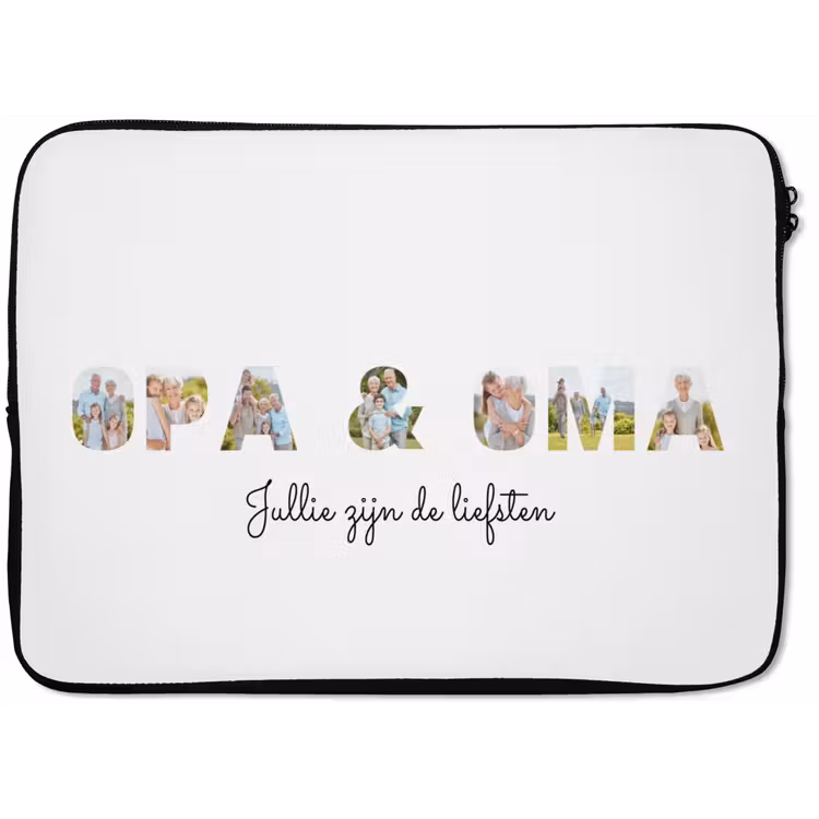 Gepersonaliseerde laptophoes - Opa & Oma - Lettercollage — 1