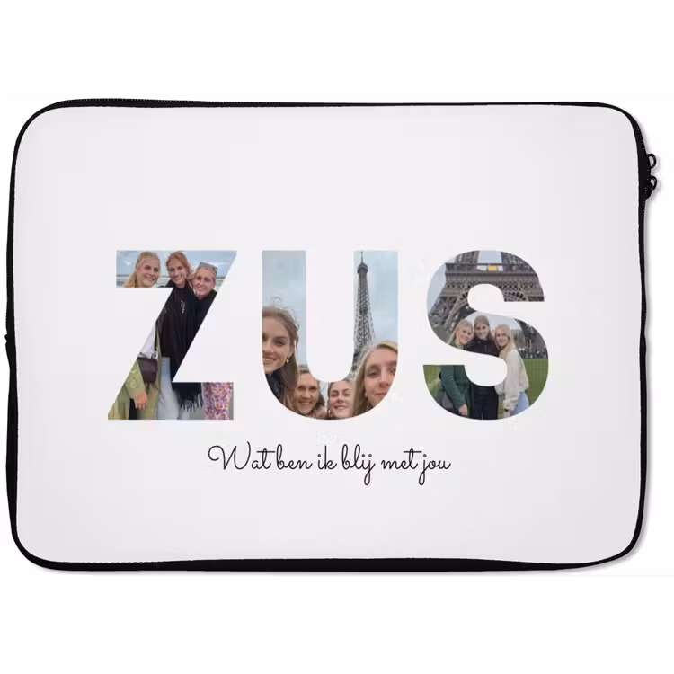 Gepersonaliseerde laptophoes - Zus - Lettercollage — 1