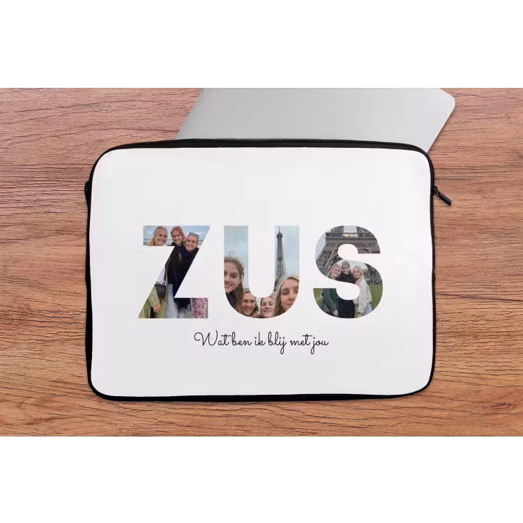 Gepersonaliseerde laptophoes - Zus - Lettercollage — 2