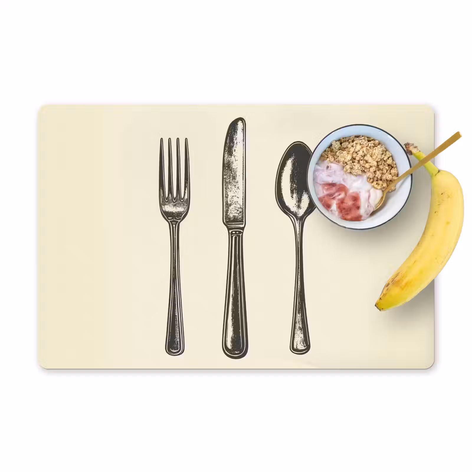 Placemat - 6 stuks - Zwart - Illustratie - Bestek — 1