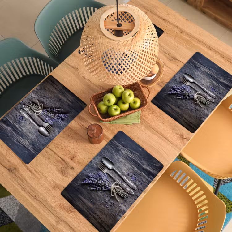 Placemat - 6 stuks - Lavendel - Lepel - Vork — 6