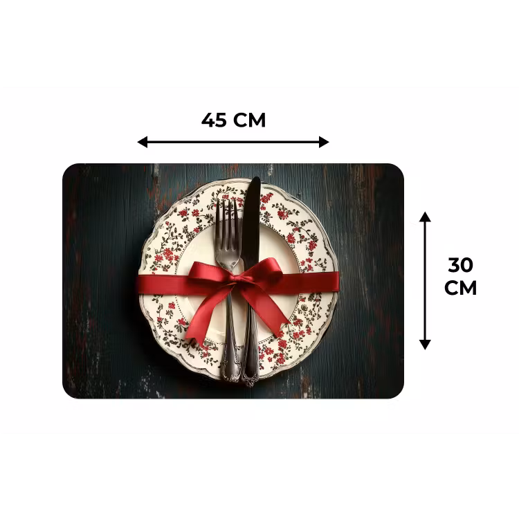 Placemat - 6 stuks - Rood - Strik - Bestek — 3