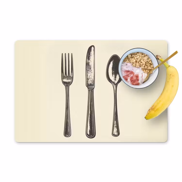 Placemat - 6 stuks - Zwart - Illustratie - Bestek — 1