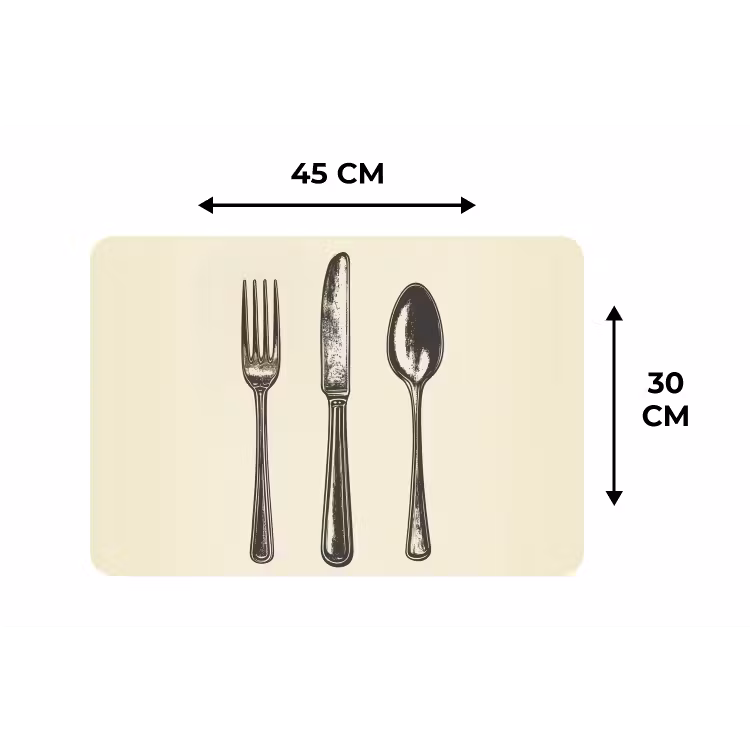 Placemat - 6 stuks - Zwart - Illustratie - Bestek — 3