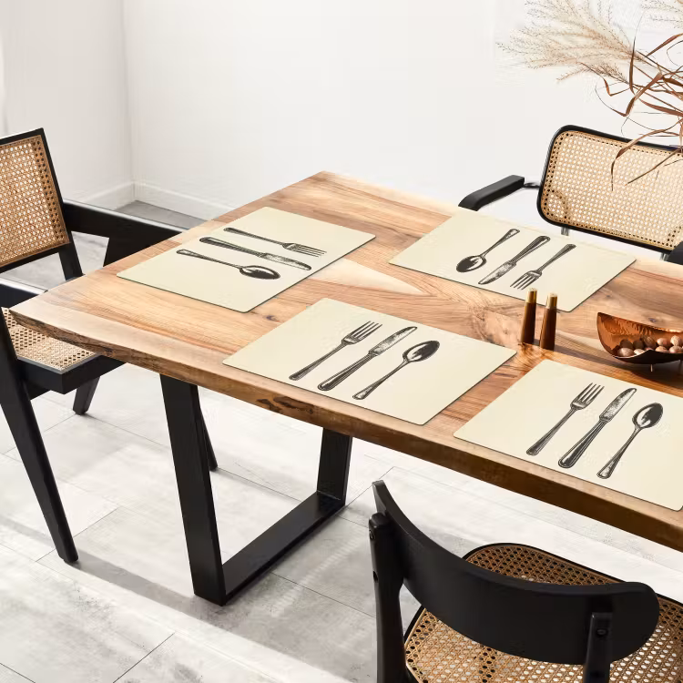 Placemat - 6 stuks - Zwart - Illustratie - Bestek — 5