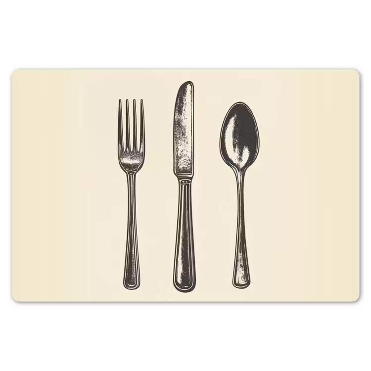 Placemat - 6 stuks - Zwart - Illustratie - Bestek — 7