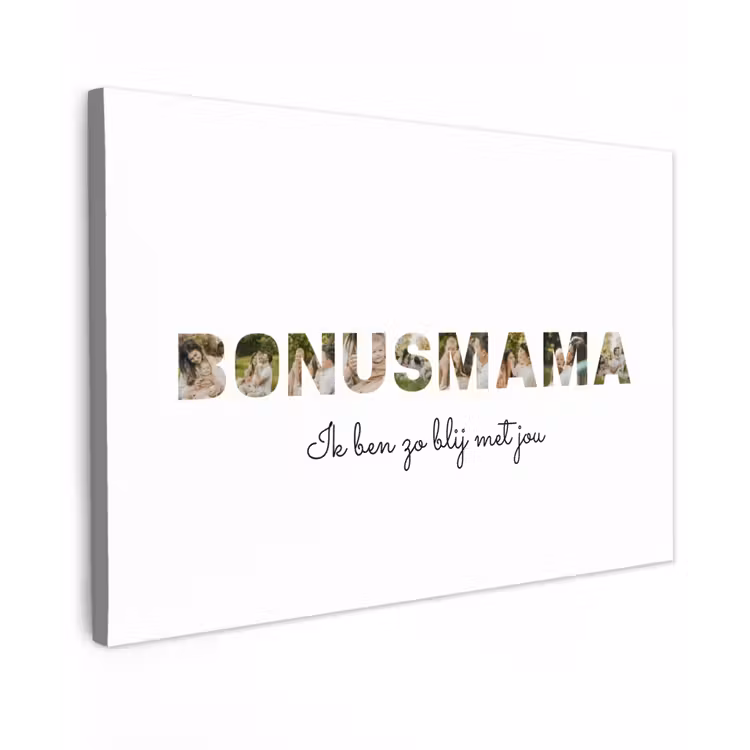 Gepersonaliseerd buiten canvas - Bonusmama - Lettercollage — 1