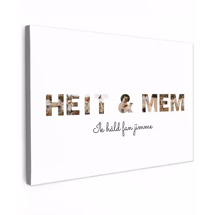Gepersonaliseerd buiten canvas - Heit & Mem - Lettercollage — 1
