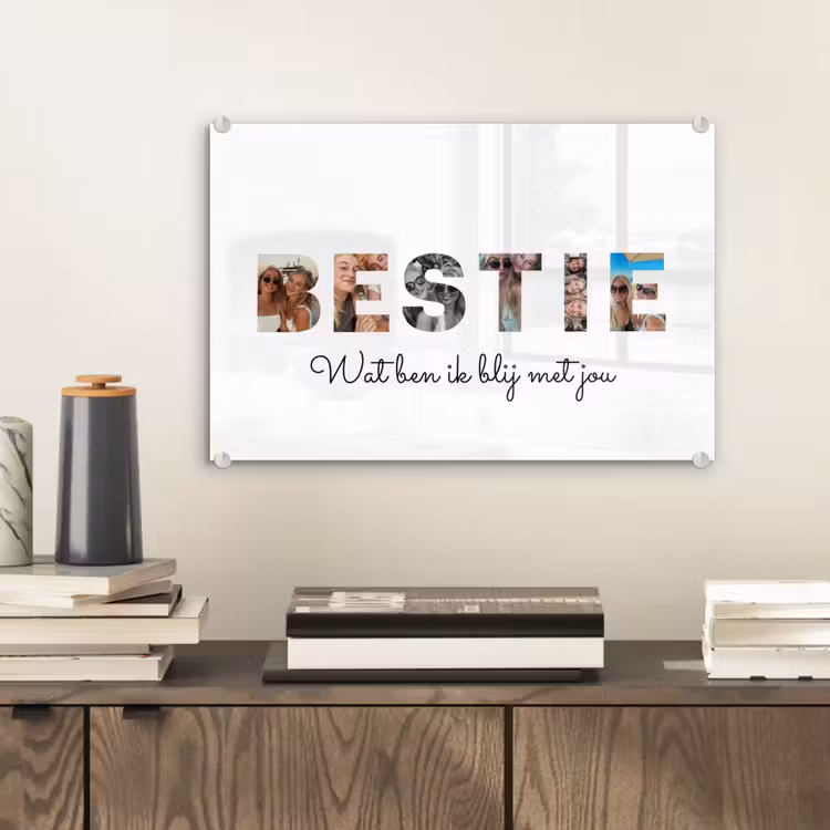 Gepersonaliseerd glas schilderij - Bestie - Lettercollage — 2