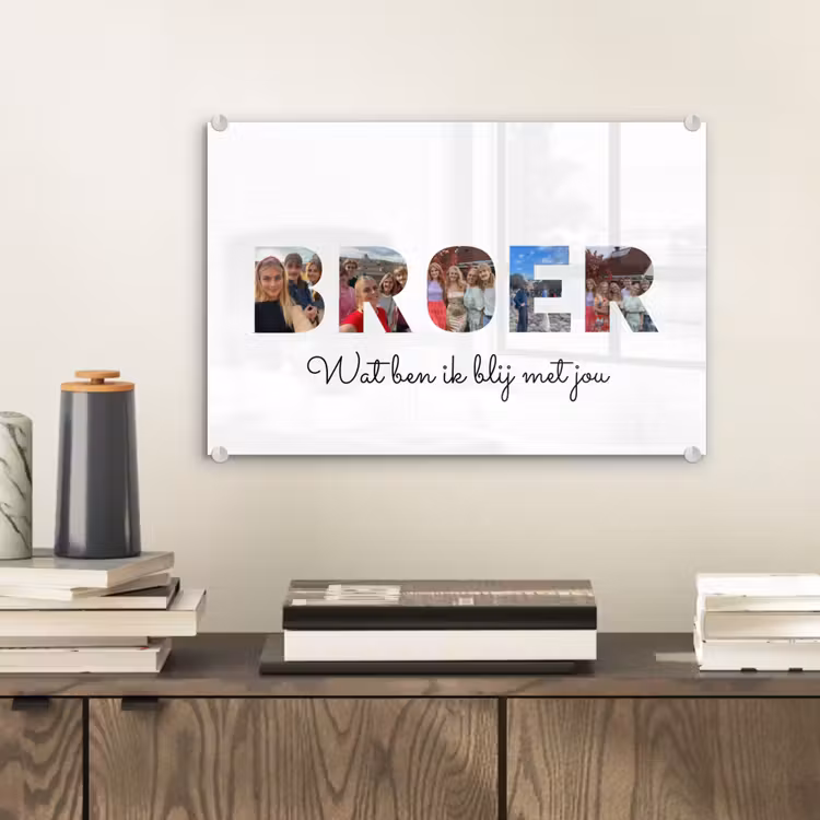 Gepersonaliseerd glas schilderij - Broer - Lettercollage — 2