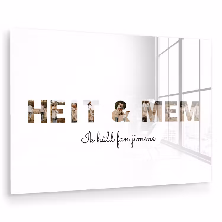 Gepersonaliseerd glas schilderij - Heit & Mem - Lettercollage — 1