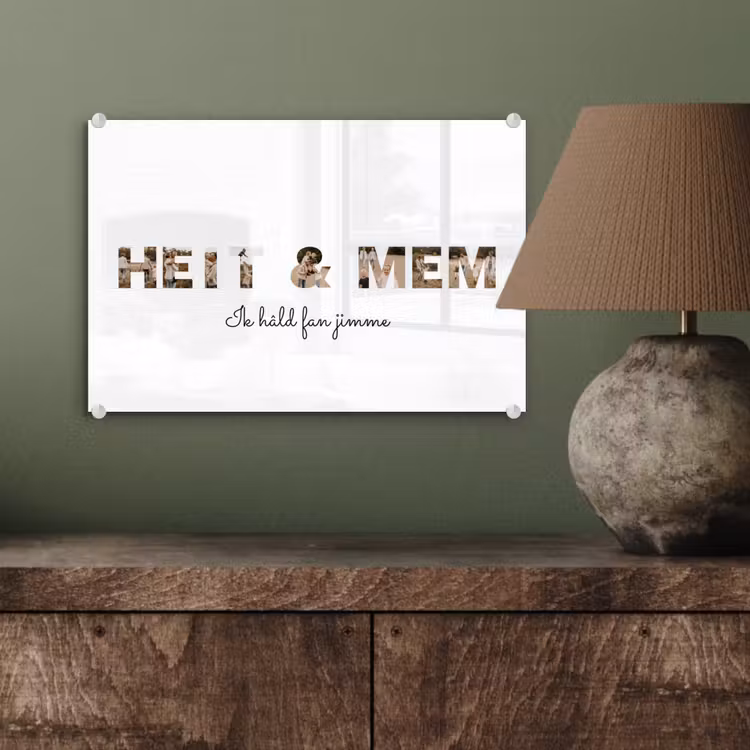 Gepersonaliseerd glas schilderij - Heit & Mem - Lettercollage — 4