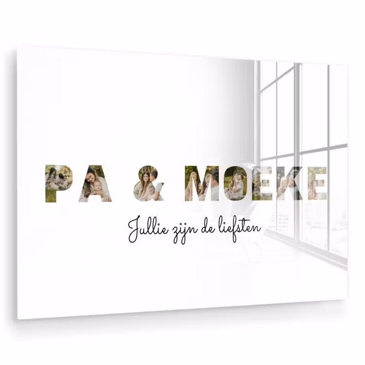 Gepersonaliseerd glas schilderij - Pa & Moeke - Lettercollage — 1