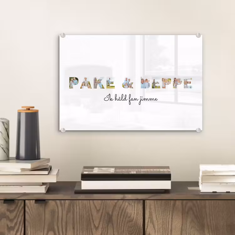 Gepersonaliseerd glas schilderij - Pake & Beppe - Lettercollage — 2