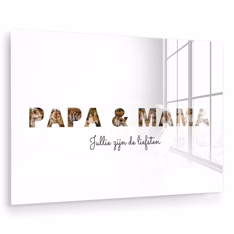 Gepersonaliseerd glas schilderij - Papa & Mama - Lettercollage — 1