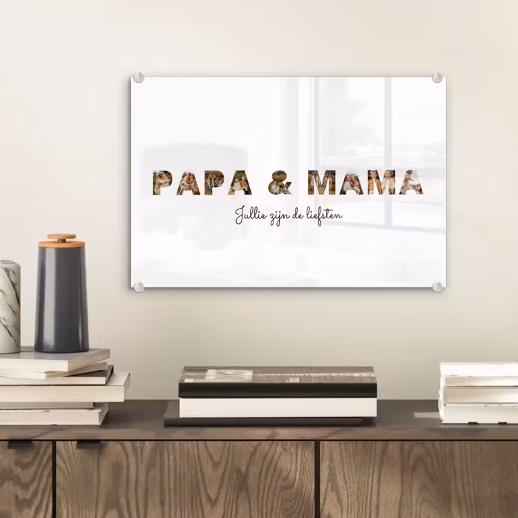 Gepersonaliseerd glas schilderij - Papa & Mama - Lettercollage — 2