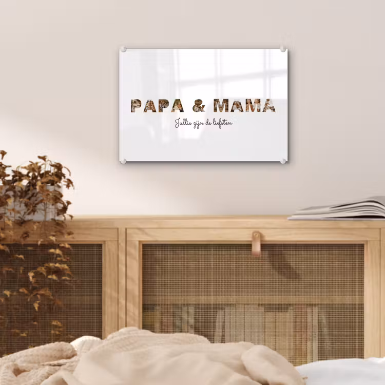 Gepersonaliseerd glas schilderij - Papa & Mama - Lettercollage — 5