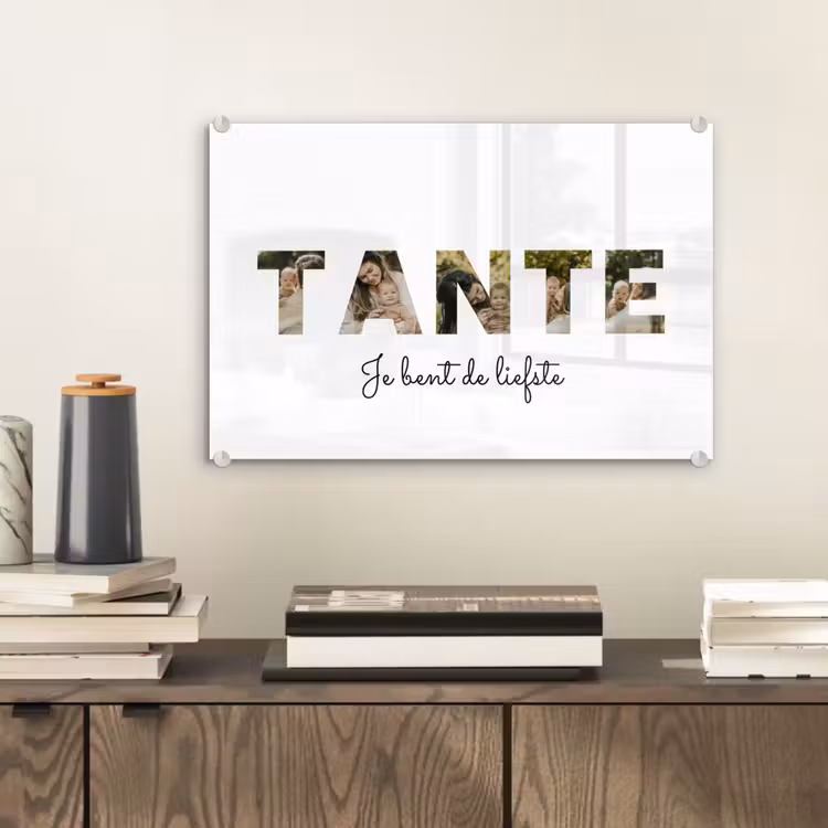 Gepersonaliseerd glas schilderij - Tante - Lettercollage — 2
