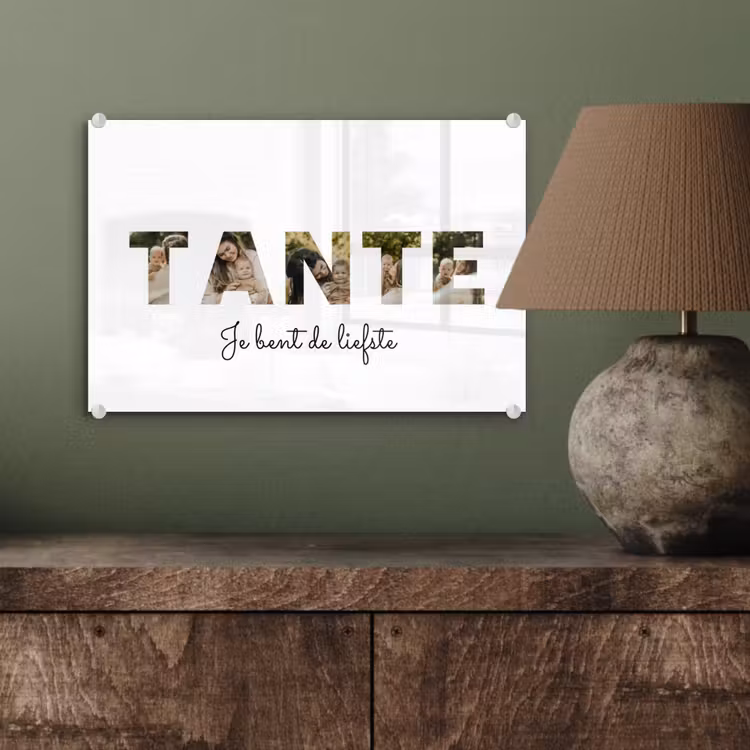 Gepersonaliseerd glas schilderij - Tante - Lettercollage — 4