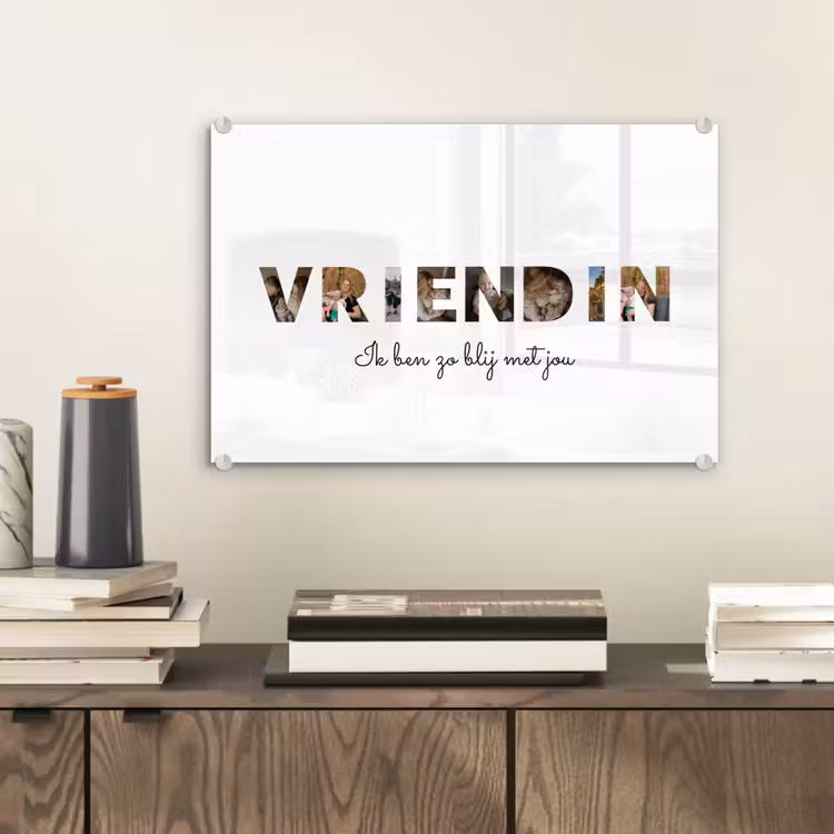 Gepersonaliseerd glas schilderij - Vriendin - Lettercollage — 2