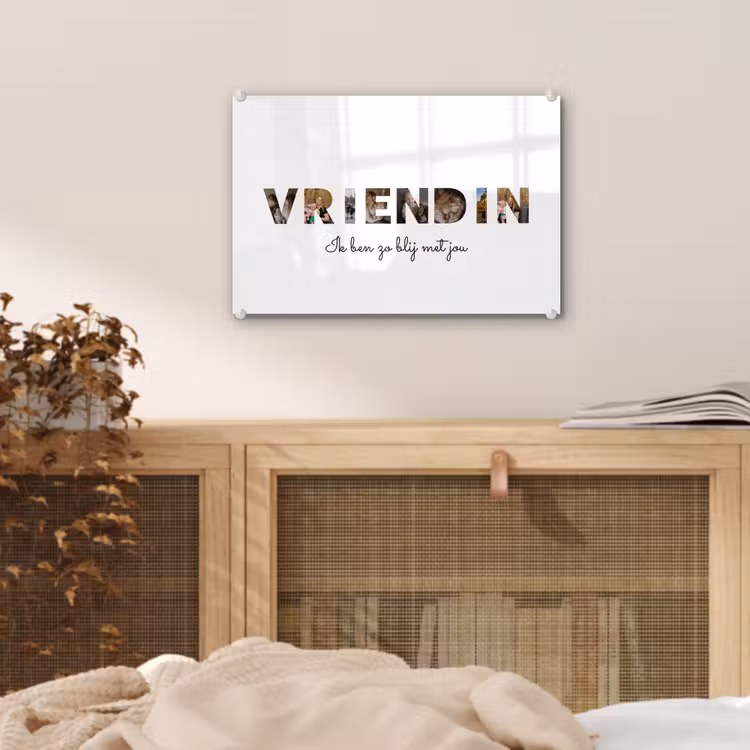 Gepersonaliseerd glas schilderij - Vriendin - Lettercollage — 5