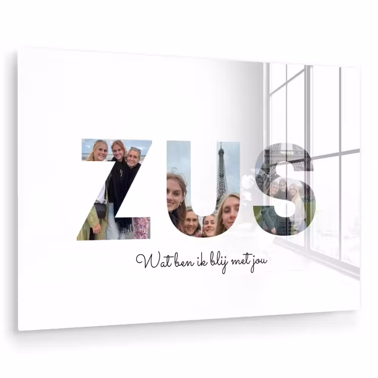 Gepersonaliseerd glas schilderij - Zus - Lettercollage — 1
