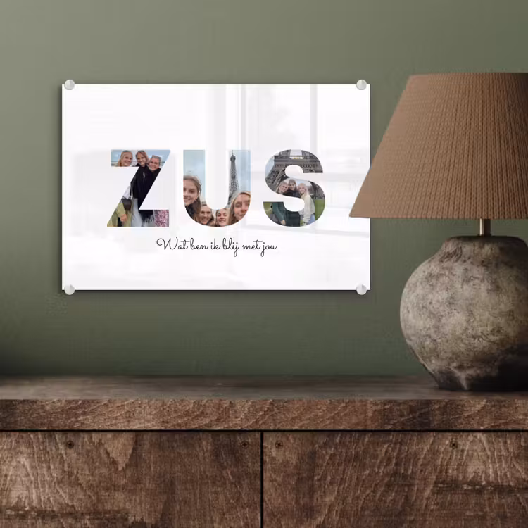 Gepersonaliseerd glas schilderij - Zus - Lettercollage — 4