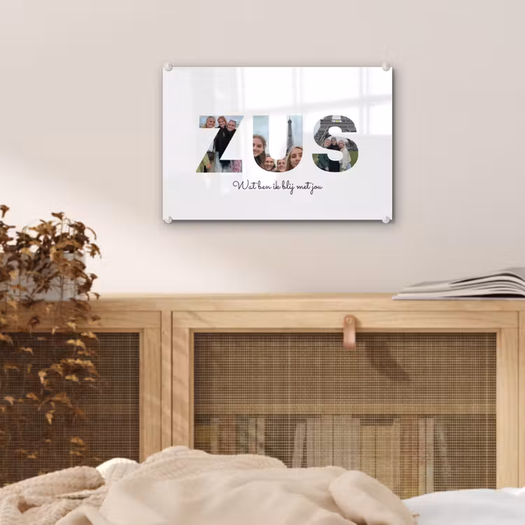 Gepersonaliseerd glas schilderij - Zus - Lettercollage — 5