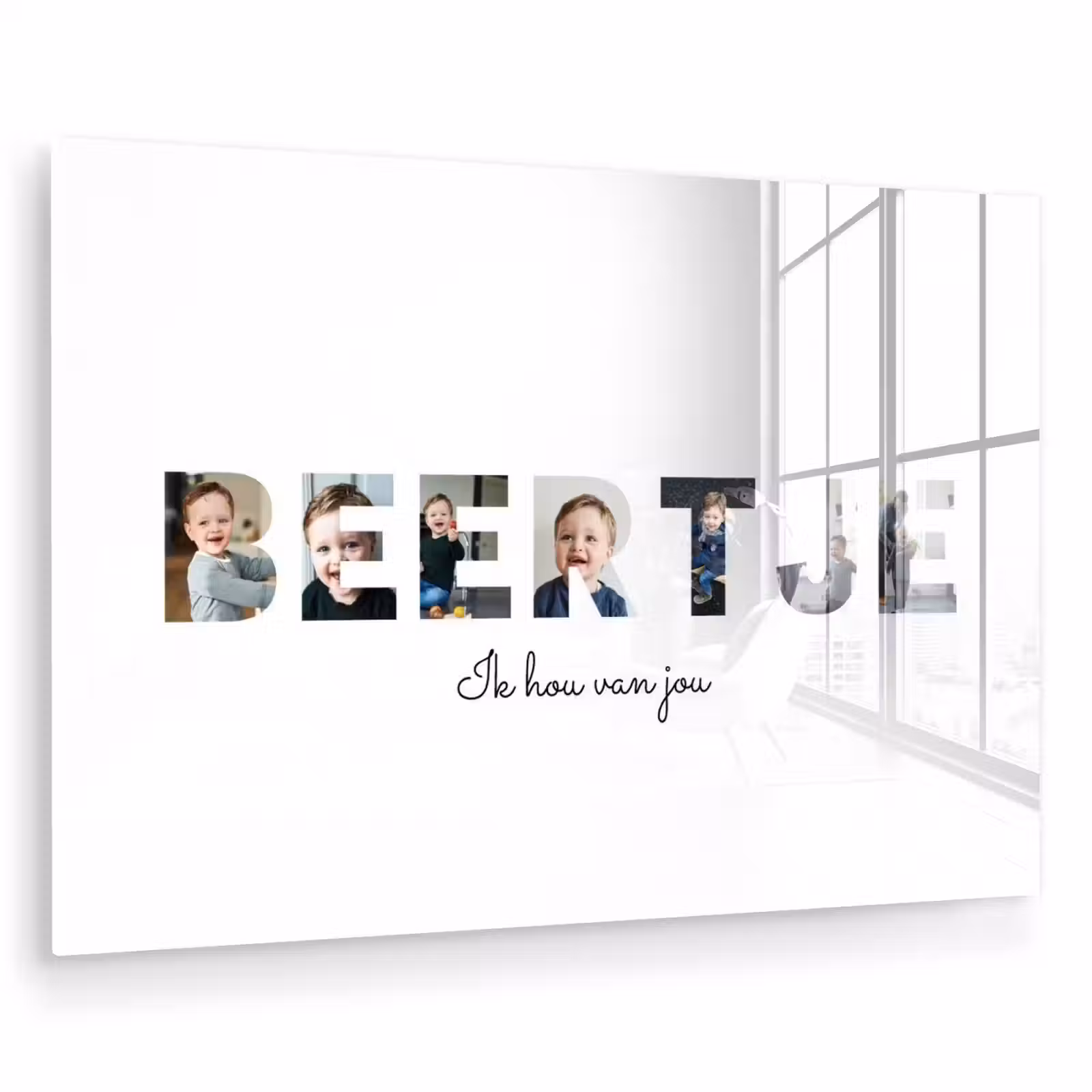Gepersonaliseerd glas schilderij - Beertje - Lettercollage — 1
