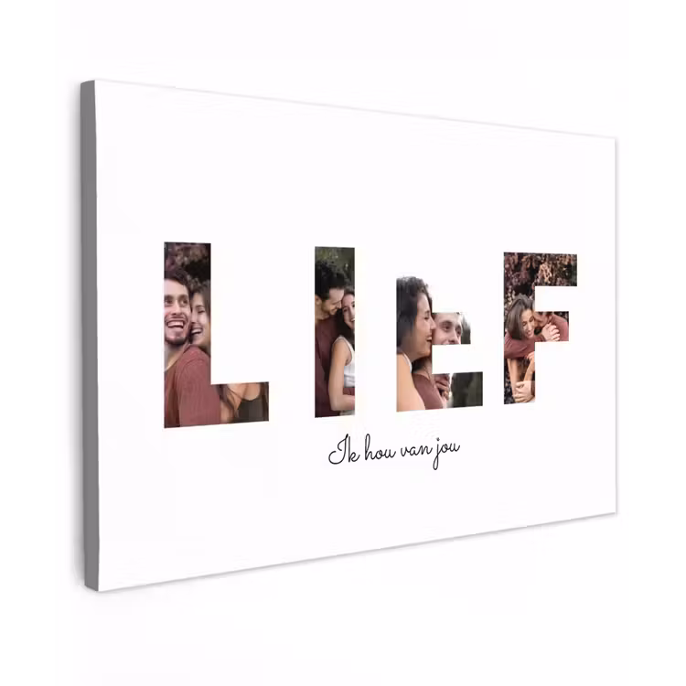 Gepersonaliseerd buiten canvas - Lief - Lettercollage — 1