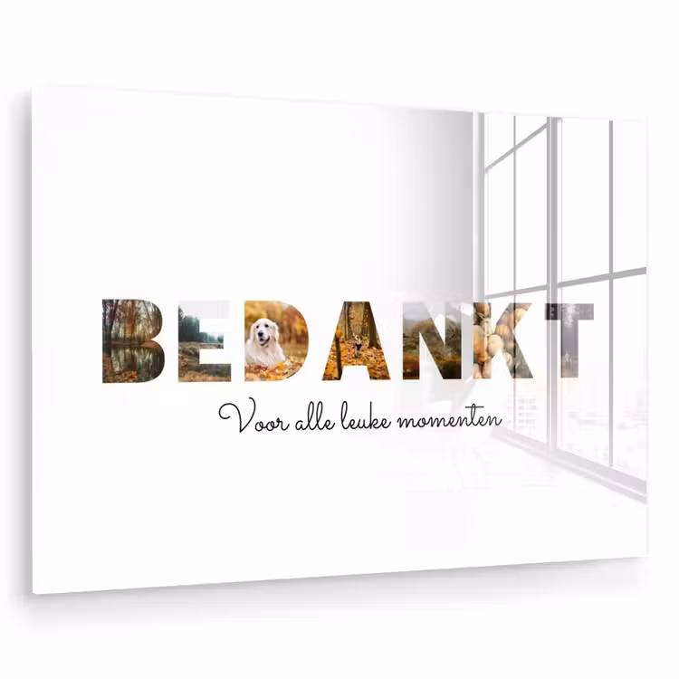 Gepersonaliseerd glas schilderij - Bedankt - Lettercollage — 1