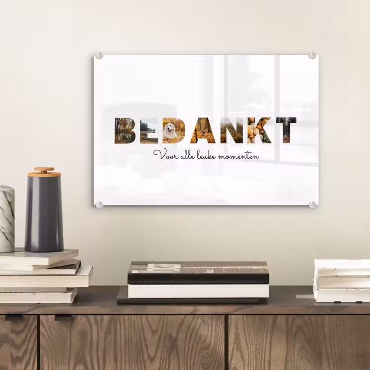 Gepersonaliseerd glas schilderij - Bedankt - Lettercollage — 2